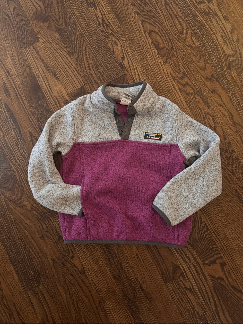 L.L. Bean Kids' Two-Tone Snap Pullover - Purple & Gray